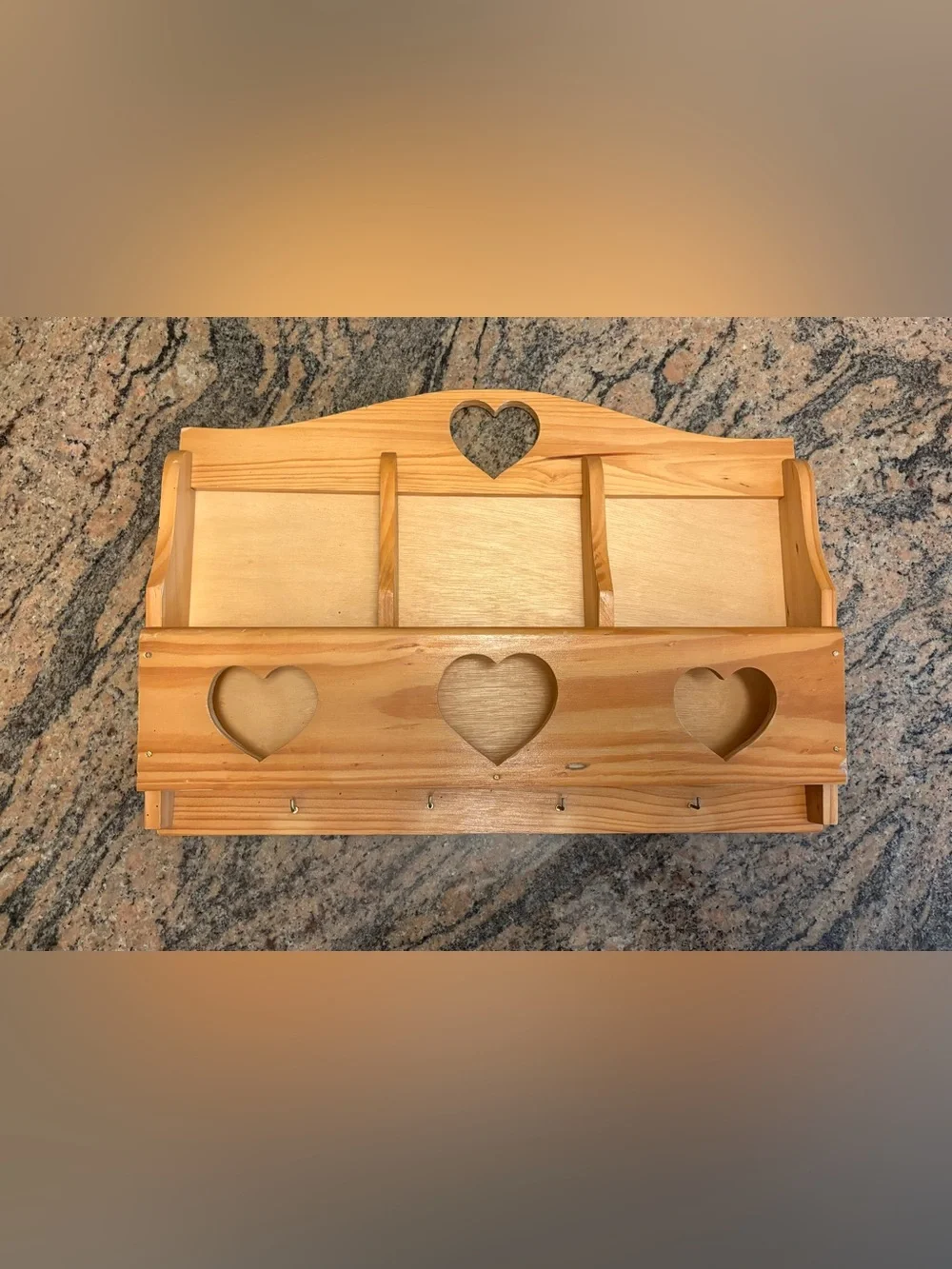 Unbranded Wooden Heart Mail Letter Holder Key Rack Organizer